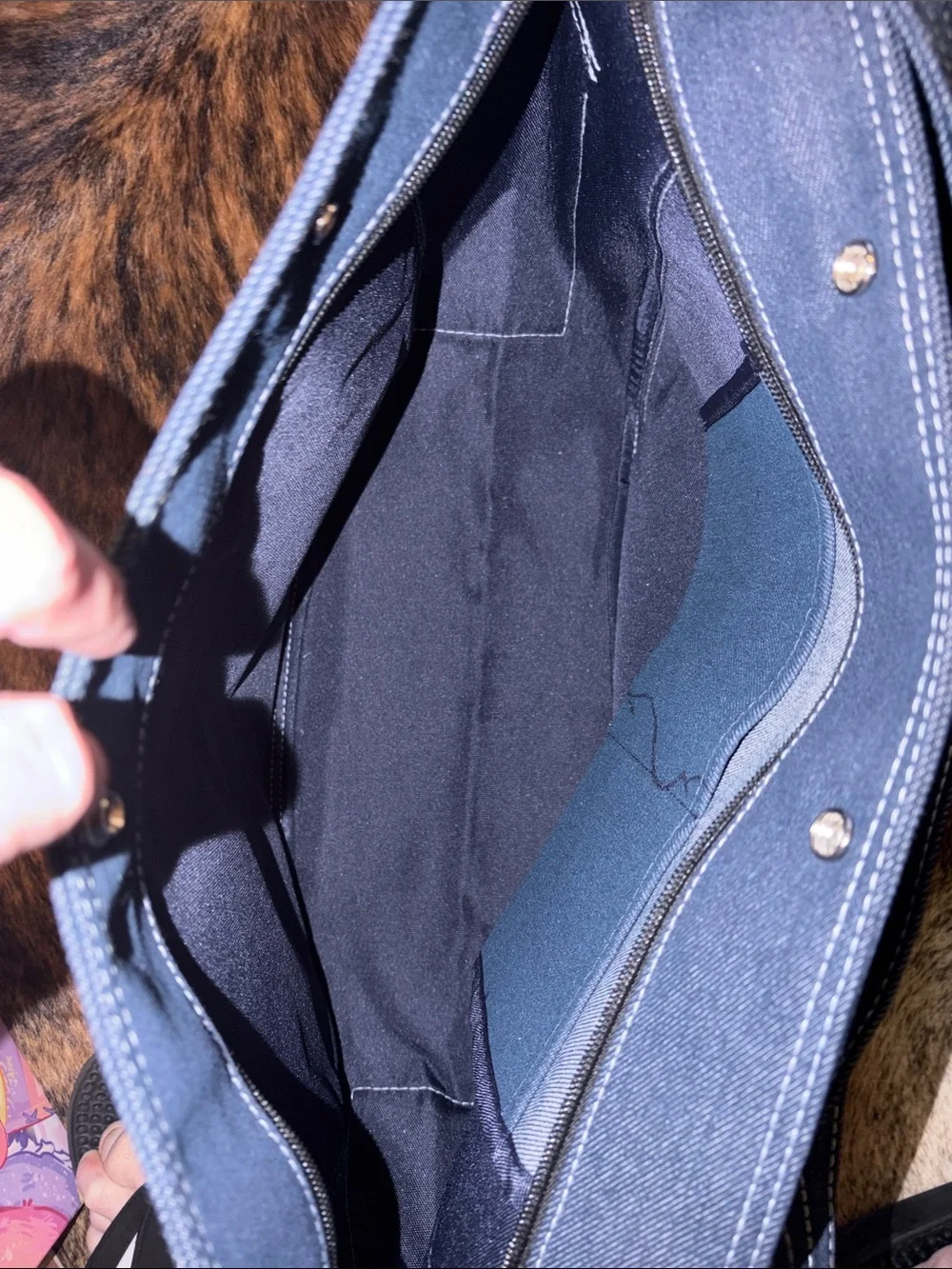 THE MONSTERS Navy Blue Denim Messenger Bag